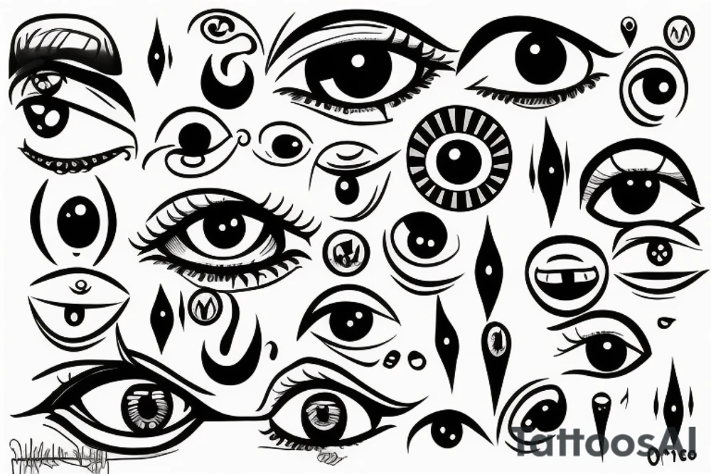 black,  vertical evil eye tattoo idea