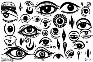 black,  vertical evil eye tattoo idea