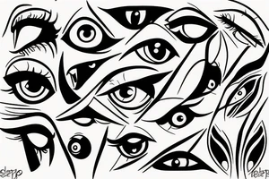 black, red, vertical evil eye tattoo idea