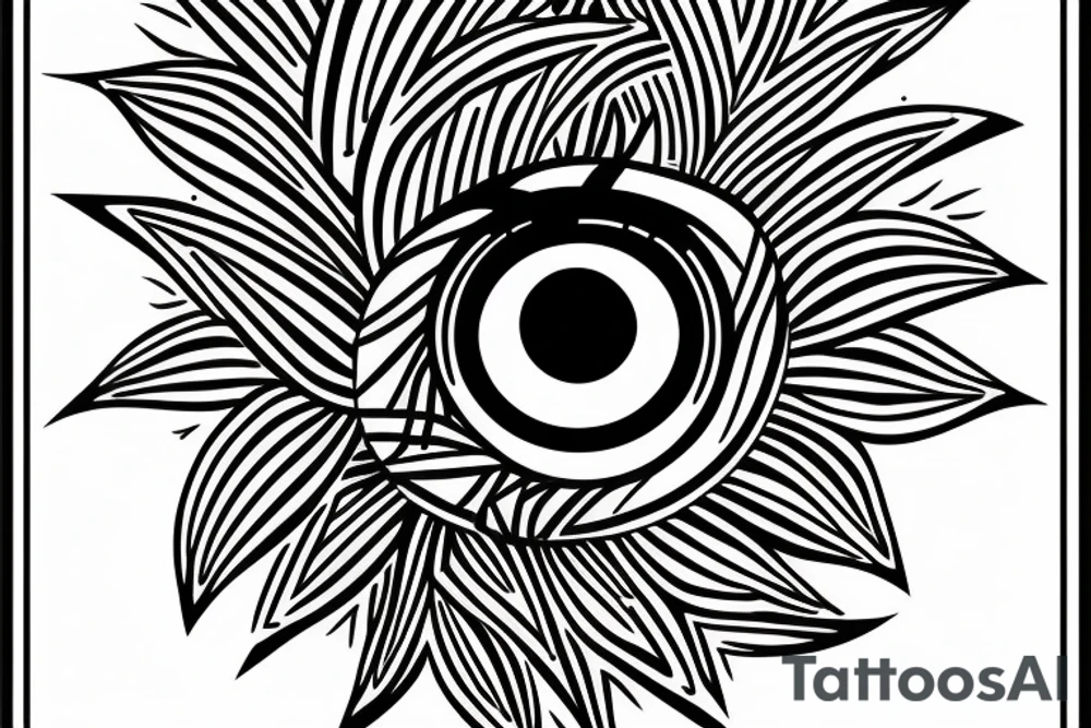 black, red, vertical evil eye tattoo idea