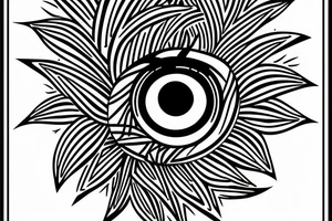 black, red, vertical evil eye tattoo idea