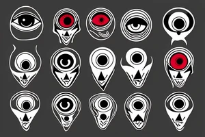 black, red, vertical evil eye tattoo idea