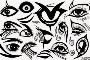 black, red, vertical evil eye tattoo idea