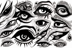 black, red, vertical evil eye tattoo idea