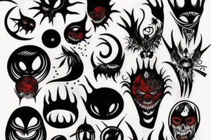 black, vertical evil red eye, mistyc tattoo idea