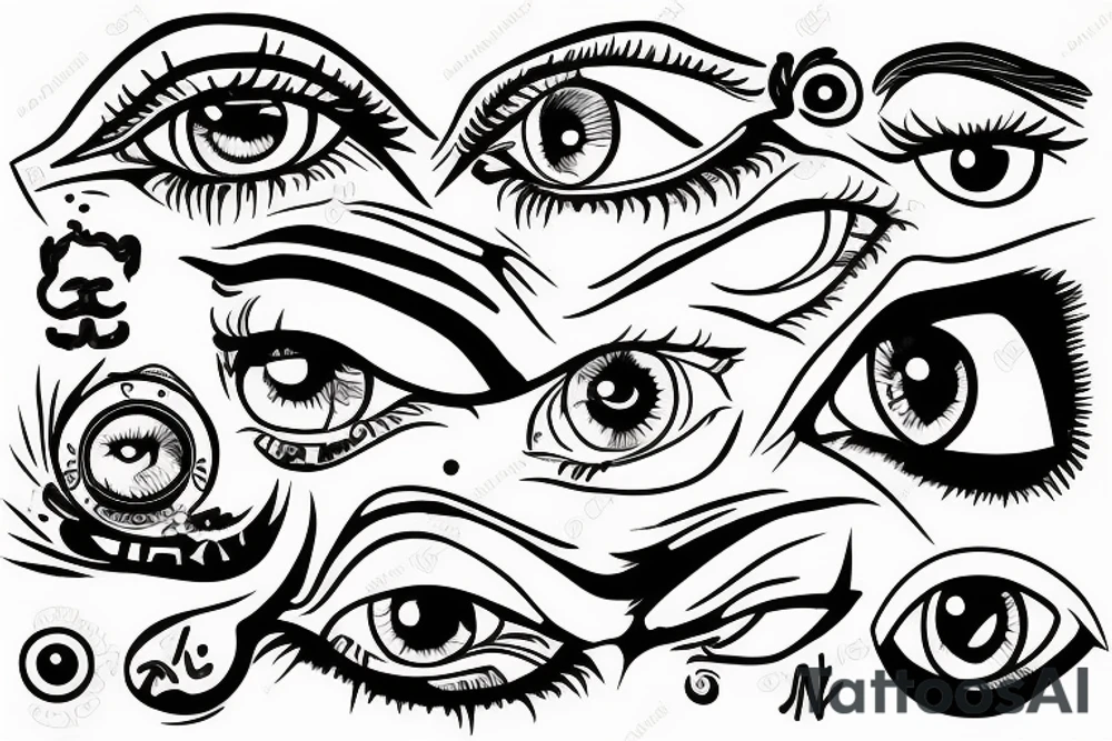 Chtonic  eye without pupils tattoo idea