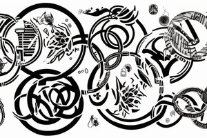 Sydney, Athens and Singapore around Olympic rings tattoo idea