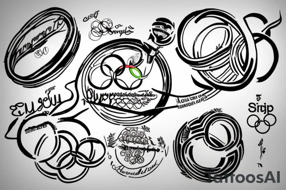 Sydney, Athens and Singapore around Olympic rings tattoo idea