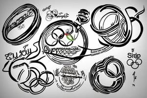 Sydney, Athens and Singapore around Olympic rings tattoo idea