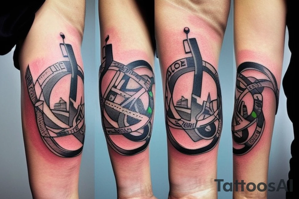 Sydney, Athens and Singapore around Olympic rings tattoo idea