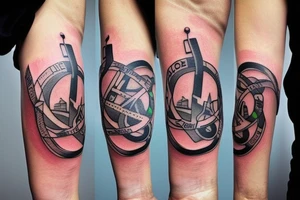 Sydney, Athens and Singapore around Olympic rings tattoo idea