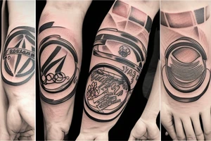 Sydney, Athens and Singapore around Olympic rings tattoo idea