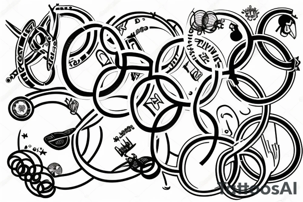 Sydney, Athens, Singapore. Olympic rings tattoo idea