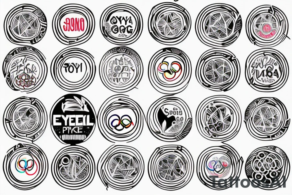 Sydney, Athens, Singapore. Olympic rings tattoo idea