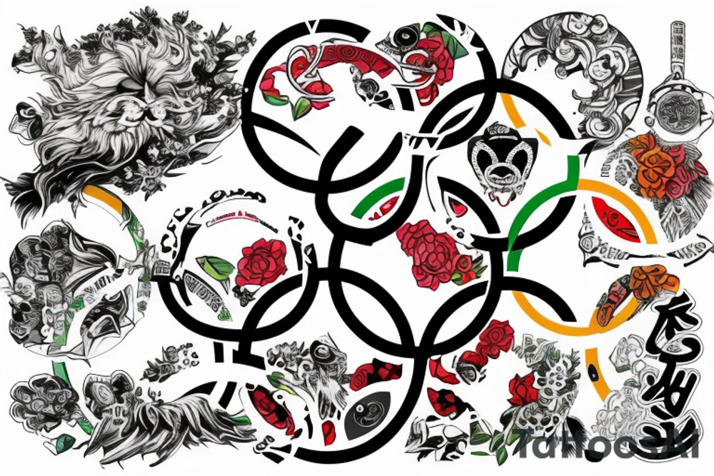 Sydney, Athens, Singapore. Olympic rings tattoo idea