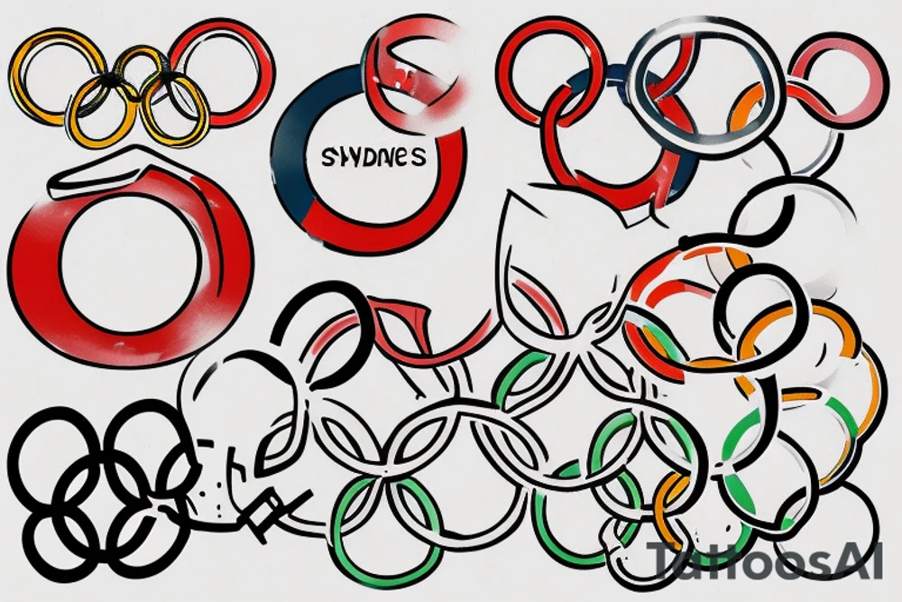 Sydney, Athens, Singapore. Olympic rings tattoo idea