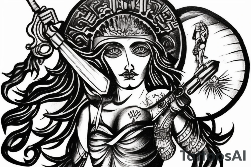 Athena goddess of war tattoo idea