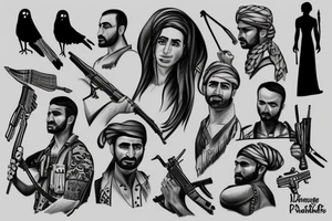 kurdish freedom fighter man tattoo idea