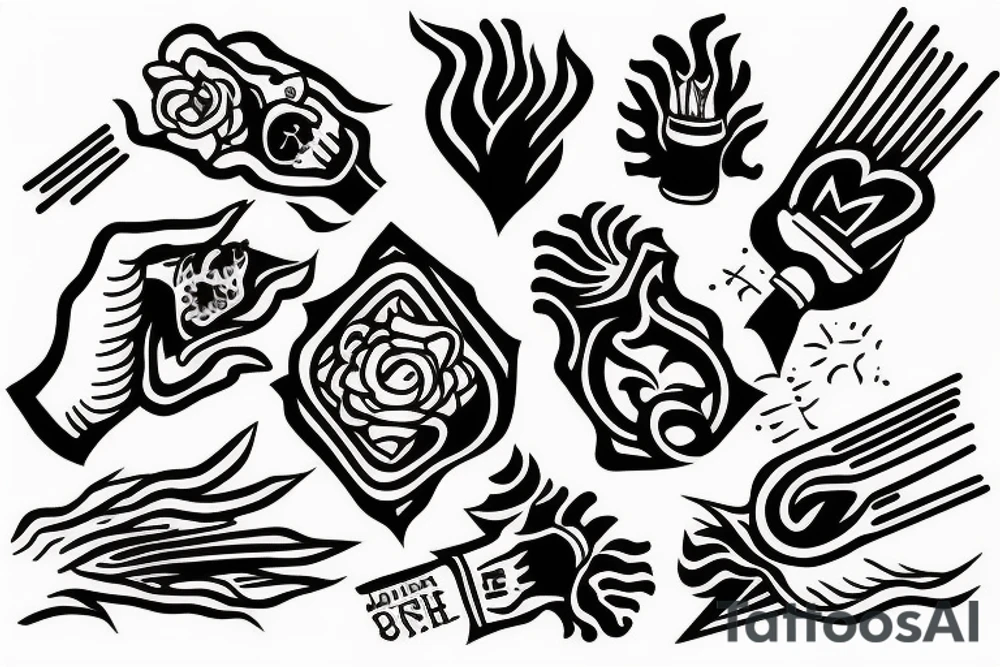 a tattoo sketch of a hand holding three burning matches tattoo idea