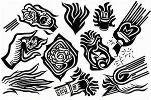 a tattoo sketch of a hand holding three burning matches tattoo idea