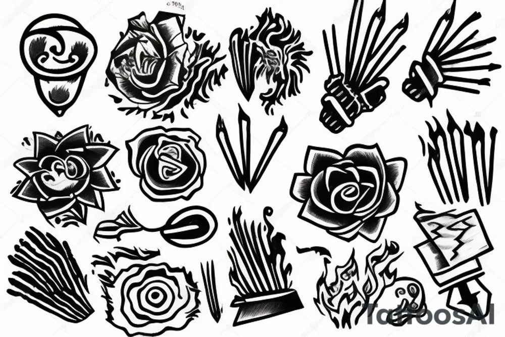 a tattoo sketch of a hand holding three burning matches tattoo idea