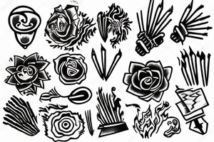 a tattoo sketch of a hand holding three burning matches tattoo idea