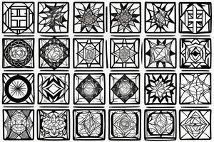 4 puzzle pieces outlines side by side that are all different shapes but fit together into a perfect square. tattoo idea