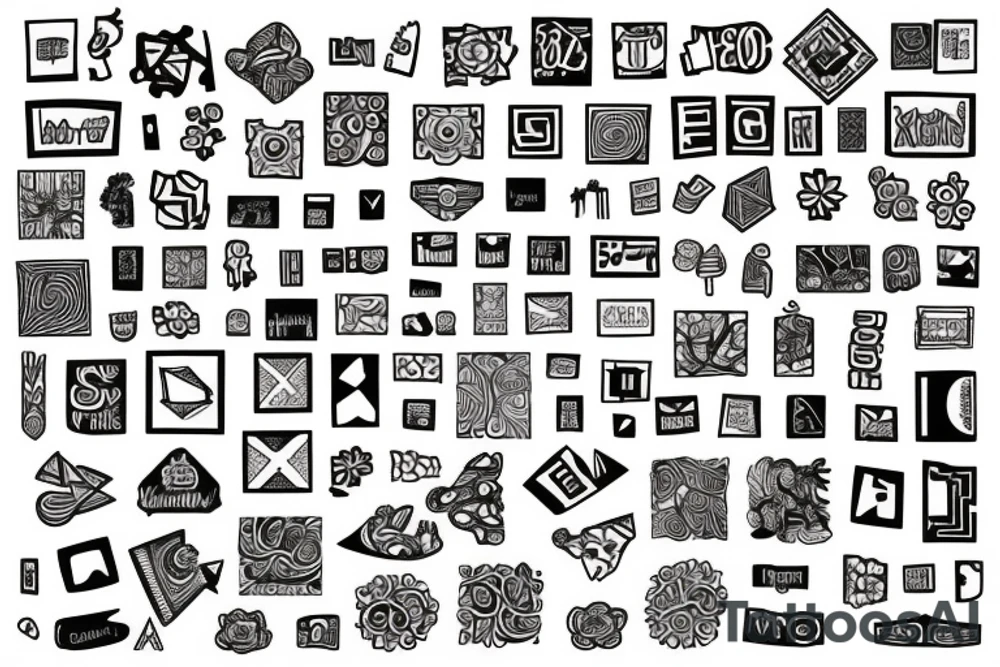 4 puzzle pieces outlines side by side that are all different shapes but fit together into a perfect square. tattoo idea
