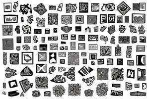 4 puzzle pieces outlines side by side that are all different shapes but fit together into a perfect square. tattoo idea