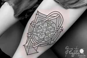 4 puzzle pieces outlines side by side that are all different shapes but fit together into a perfect square. tattoo idea