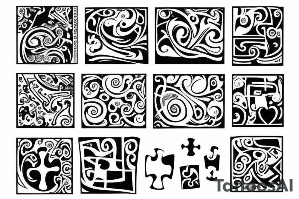 four puzzle pieces tattoo idea