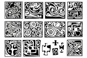 four puzzle pieces tattoo idea