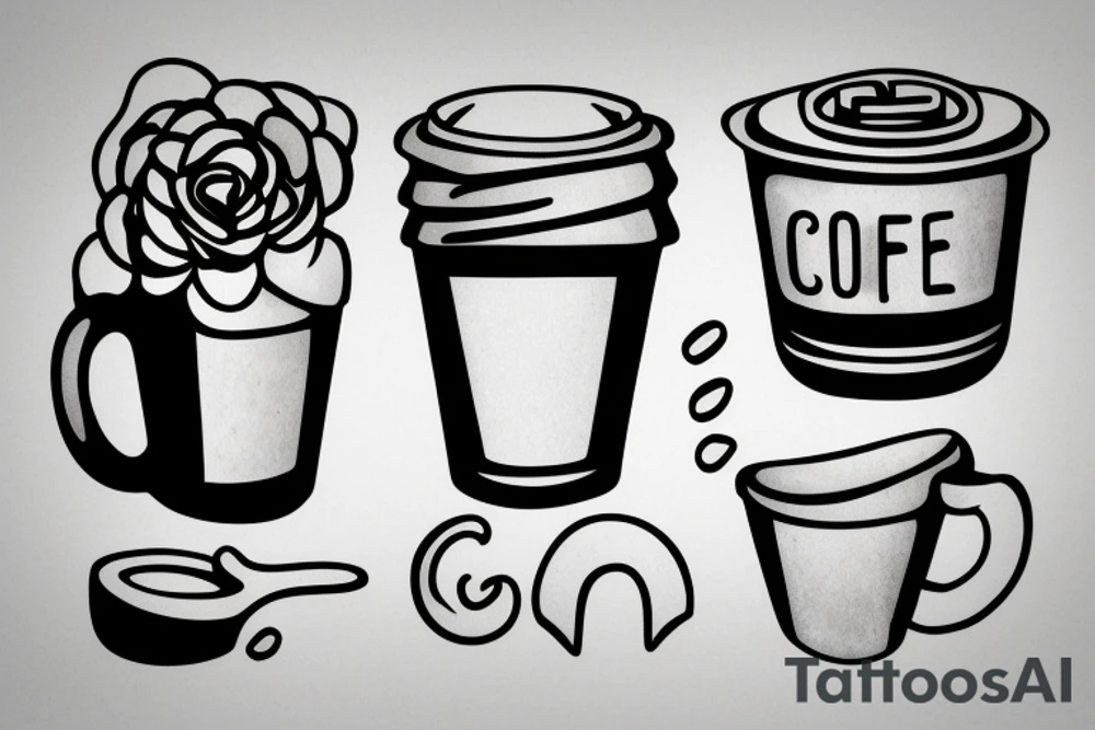 simple coffee cup in 2d with steam tattoo idea