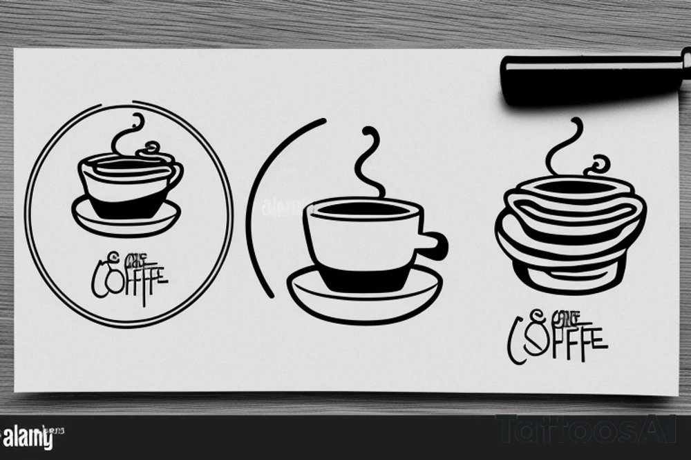 simple coffee cup in 2d with steam tattoo idea
