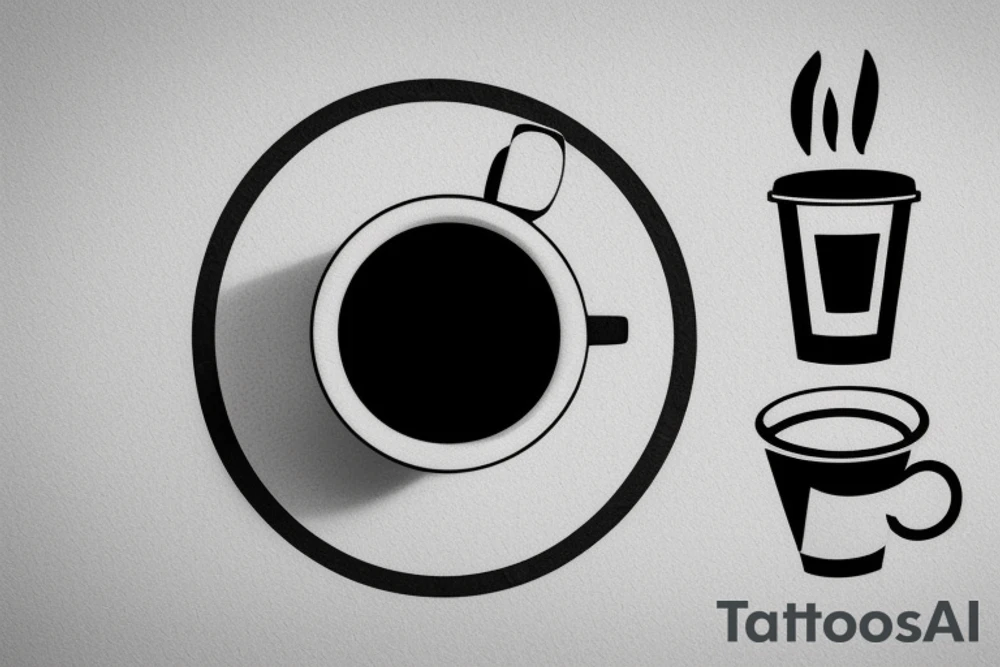 simple coffee cup in 2d with steam tattoo idea