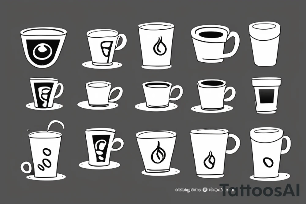 simple coffee cup in 2d with steam tattoo idea
