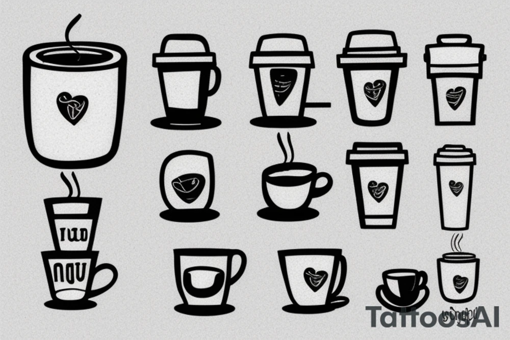 simple coffee cup in 2d with steam tattoo idea