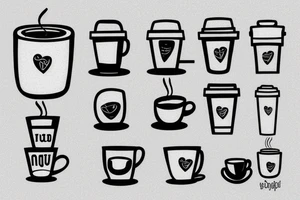 simple coffee cup in 2d with steam tattoo idea