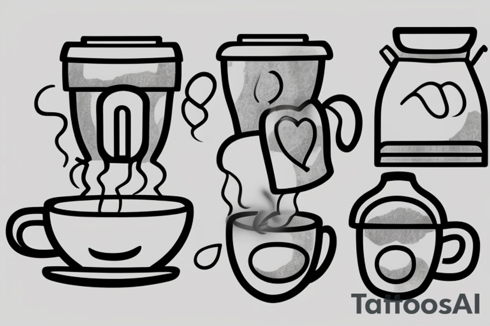 simple coffee cup in 2d with steam tattoo idea