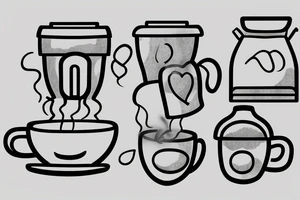 simple coffee cup in 2d with steam tattoo idea