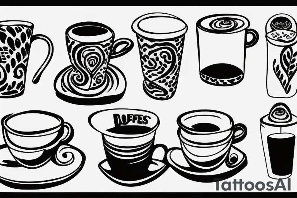 simple coffee cup in 2d with steam tattoo idea