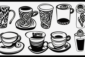 simple coffee cup in 2d with steam tattoo idea
