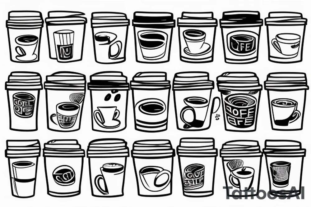 simple coffee cup in 2d with steam tattoo idea
