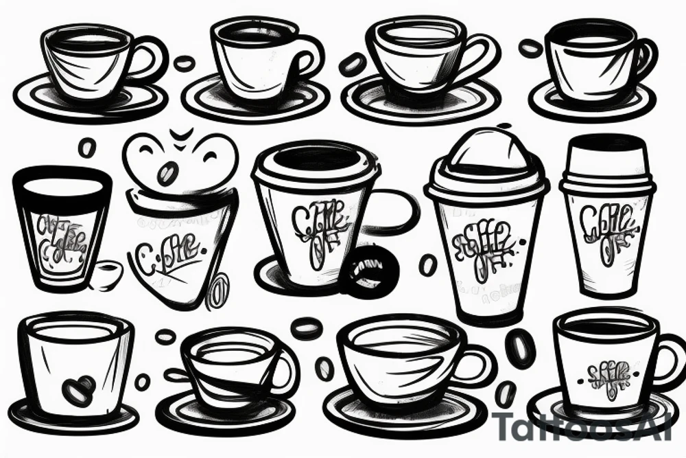 simple coffee cup in 2d with steam tattoo idea