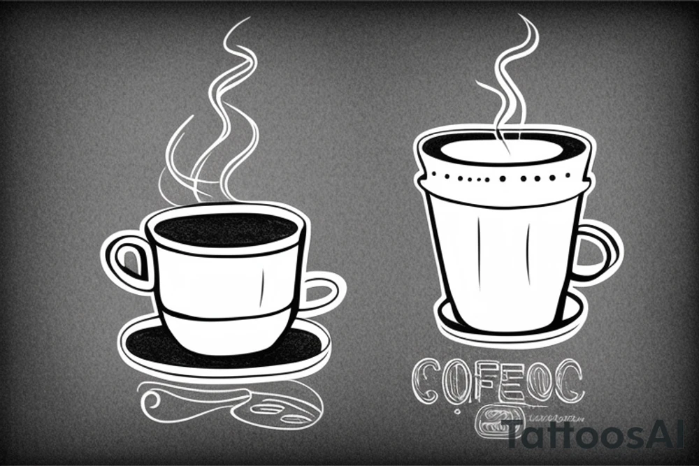 simple coffee cup in 2d with steam tattoo idea
