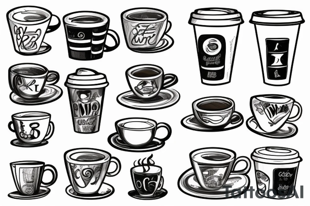 coffee cup in 2d with steam tattoo idea