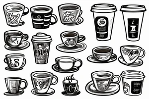 coffee cup in 2d with steam tattoo idea