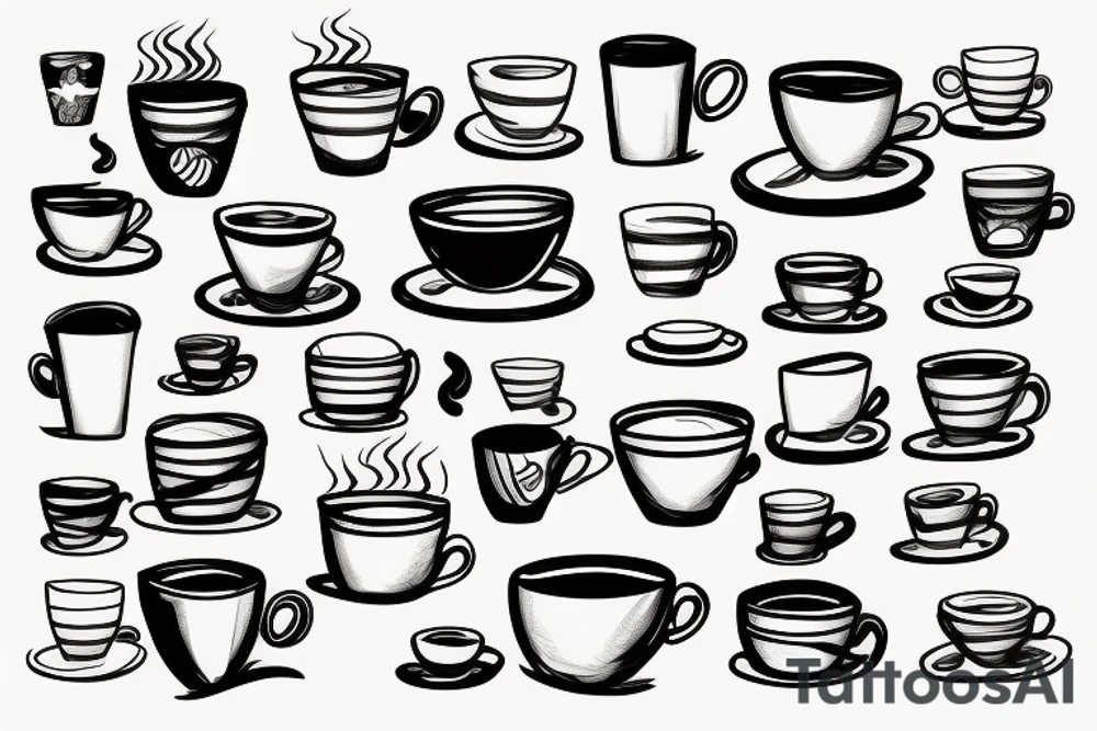 coffee cup in 2d with steam tattoo idea