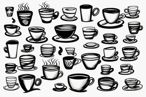 coffee cup in 2d with steam tattoo idea