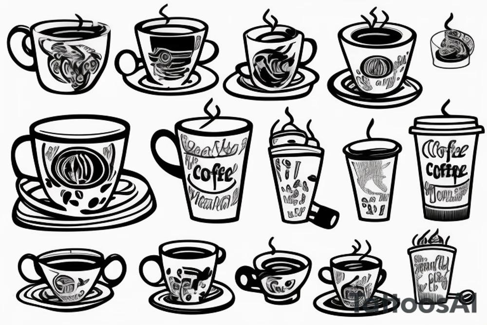 coffee cup in 2d with steam tattoo idea